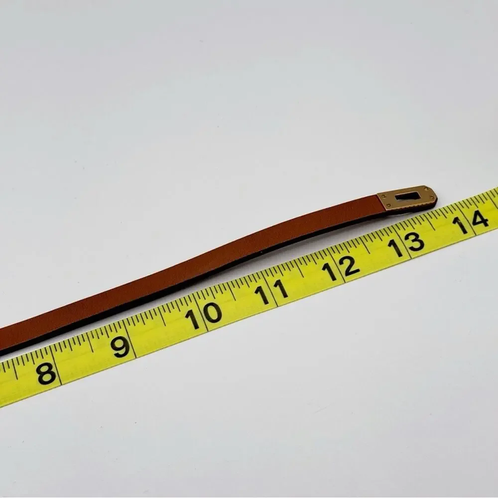 Hermes Mini Kelly Double Tour Brown Calfskin Leather Rose Gold Plated Bracelet - Picture 10 of 11